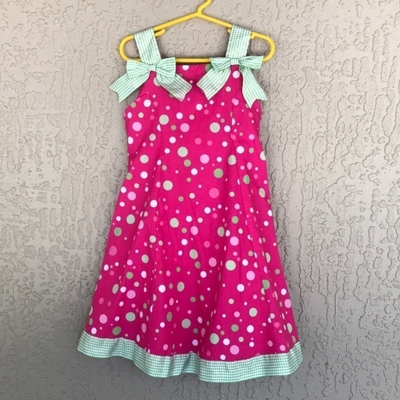 Bonnie Jean Other - Bonnie Jean Pink Polka Dot Gingham Bow Sundress Girls Size 5